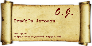 Orsós Jeromos névjegykártya